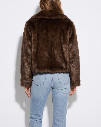 'Irina' Faux Fur Jacket - Chocolate Brown