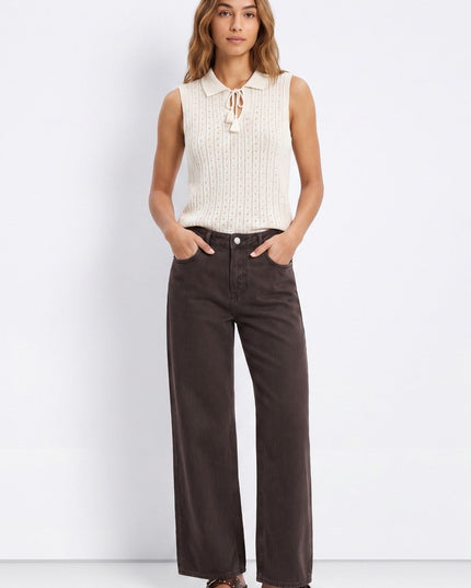 'Celine' Wide Leg Jean - Chocolate