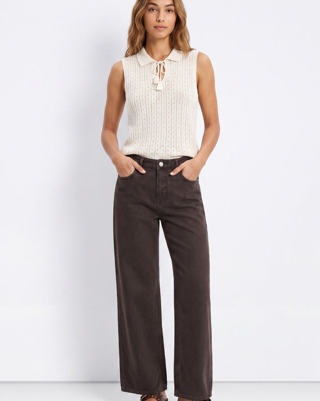 'Celine' Wide Leg Jean - Chocolate
