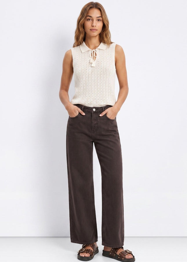 'Celine' Wide Leg Jean - Chocolate
