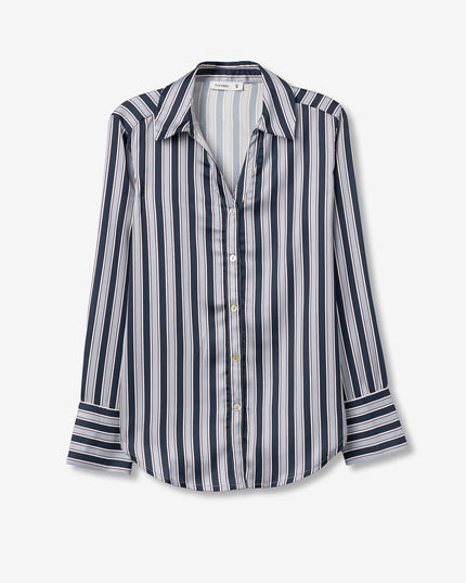 'Capricho' Satin Blouse - Estate Blue Stripe