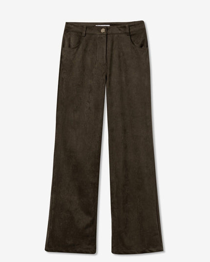 'Isadora' Faux Suede Trouser - Brown