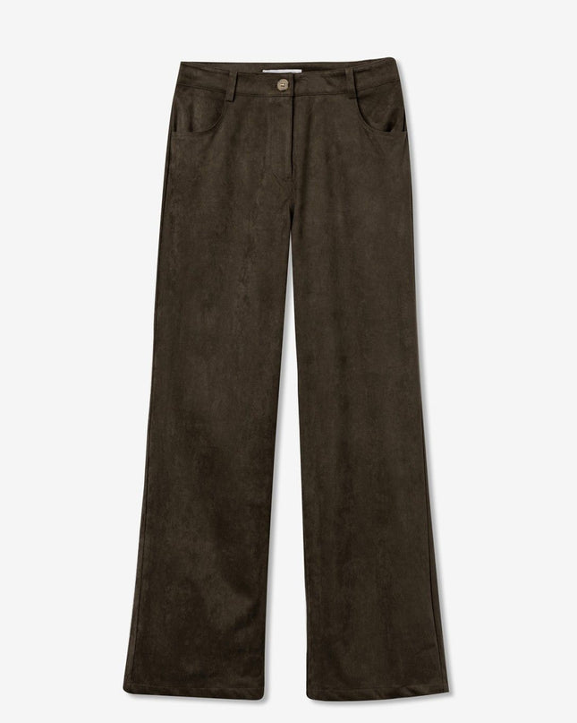 'Isadora' Faux Suede Trouser - Brown