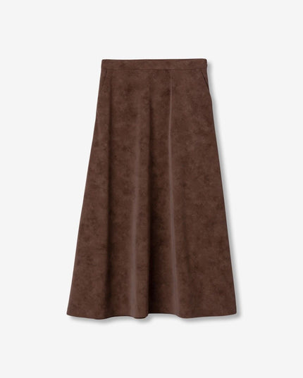 'Susy' Faux Suede Skirt - Brown
