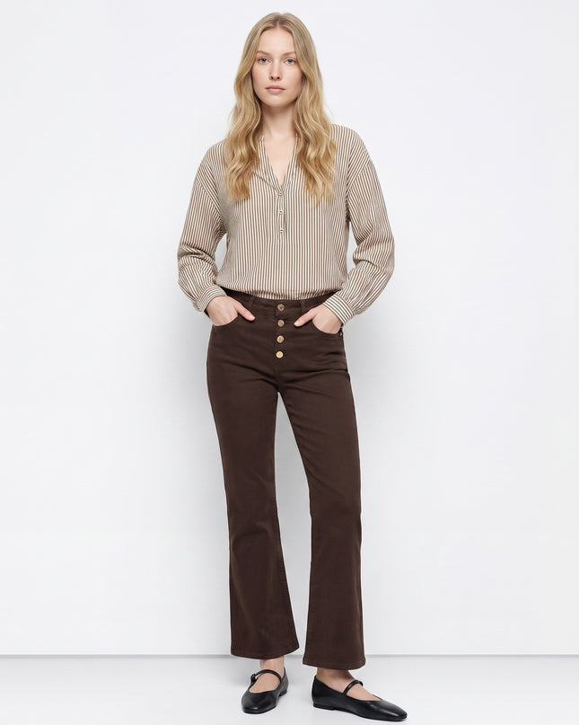 Megan Cropped Flare Jeans - Brown