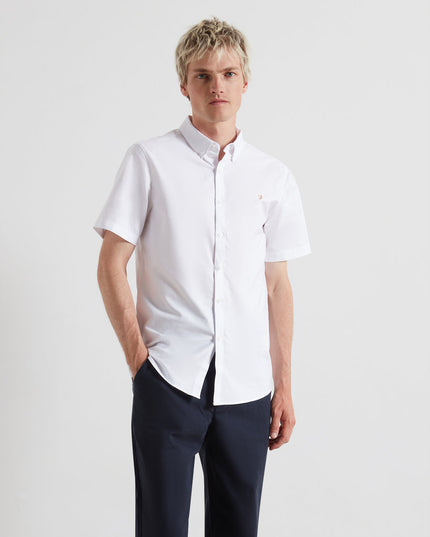 Farah Short Sleeve Oxford Shirt In White