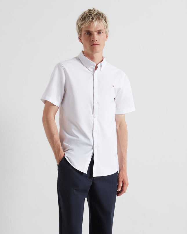 Farah Short Sleeve Oxford Shirt In White