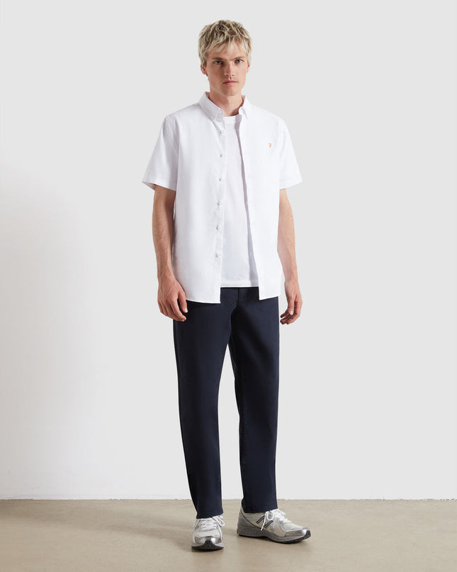 Farah Short Sleeve Oxford Shirt In White