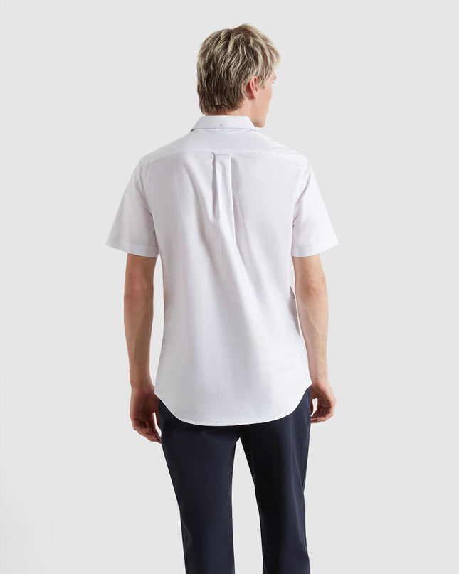 Farah Short Sleeve Oxford Shirt In White