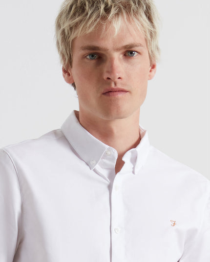 Farah Short Sleeve Oxford Shirt In White