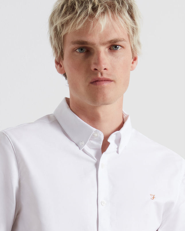Farah Short Sleeve Oxford Shirt In White