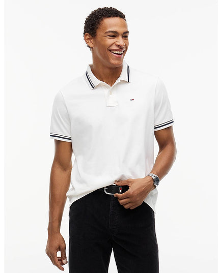 TJM Reg Fit Tipped Polo Shirt - Off White