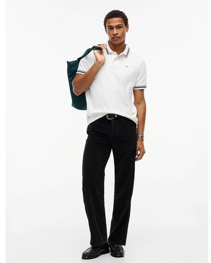 TJM Reg Fit Tipped Polo Shirt - Off White