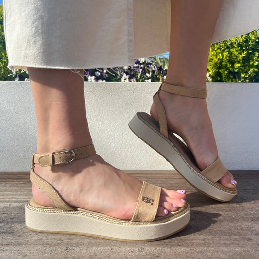 Tommy Hilfiger Linen Flatform Sandals