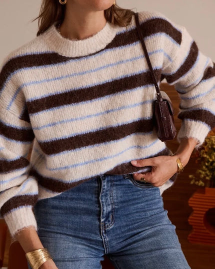 Sophie Airy Striped Jumper - Brown