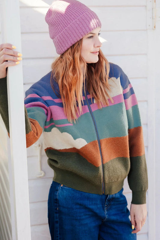 Solana Knitted Bomber - Multi, Cloudy Hills