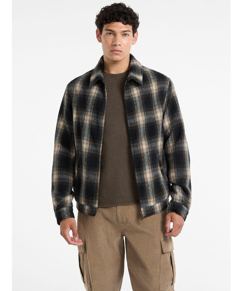 Plaid Wool Jacket - Caramel Mix