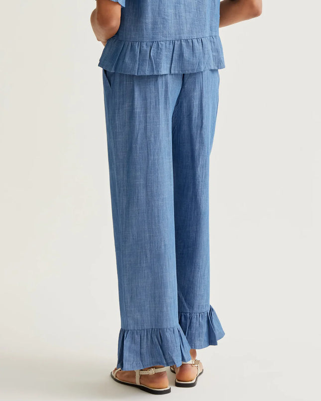 Denim Peplum Frill Chambray Trouser