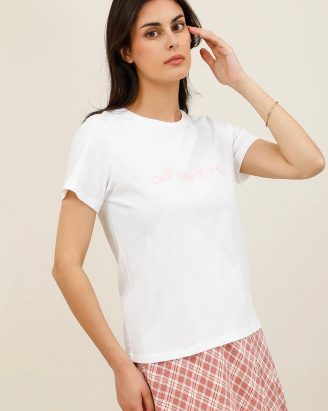 Jayne “All my love” Beaded T-Shirt - Pink