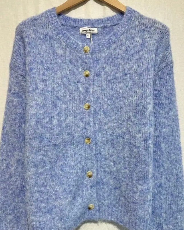 Jade Plush Knit Cardigan - Blue