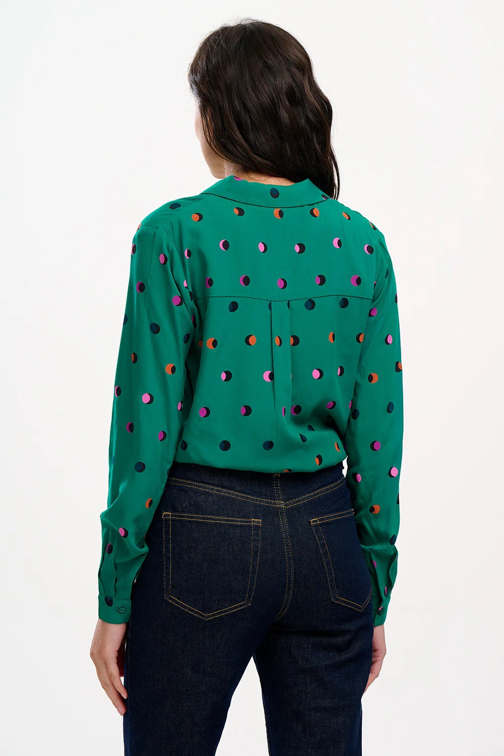 Sugarhill Brighton - Bretta Shirt - Green, Rainbow Shadow Polka