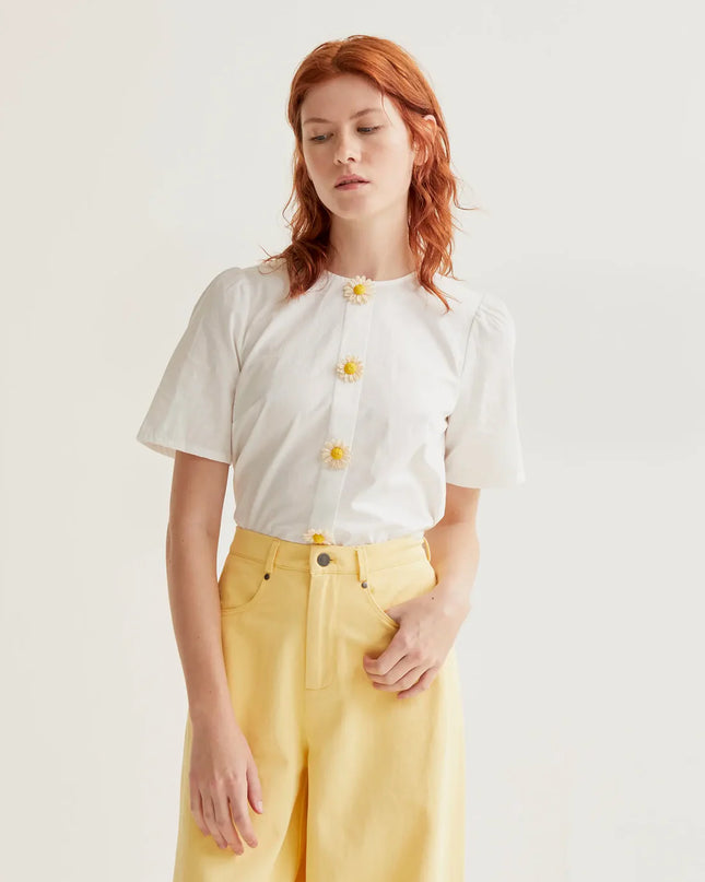 Sadie Floral Button Blouse - White