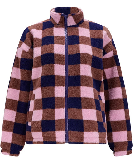 Hartley Zip Up Fleece - Navy/Pink, Check