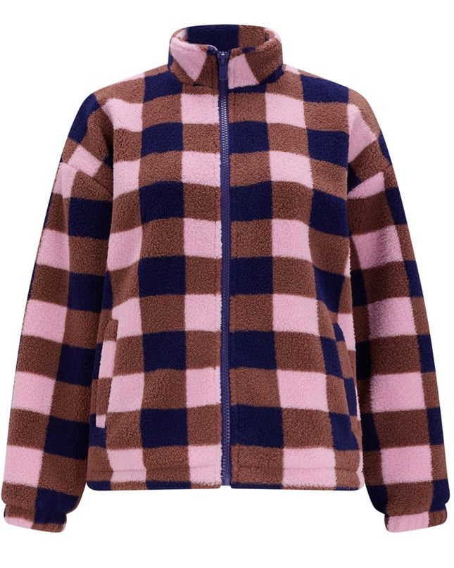 Hartley Zip Up Fleece - Navy/Pink, Check