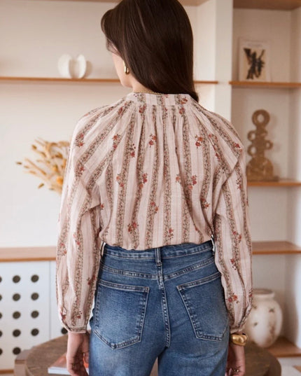 Florine Floral Print Blouse - Taupe