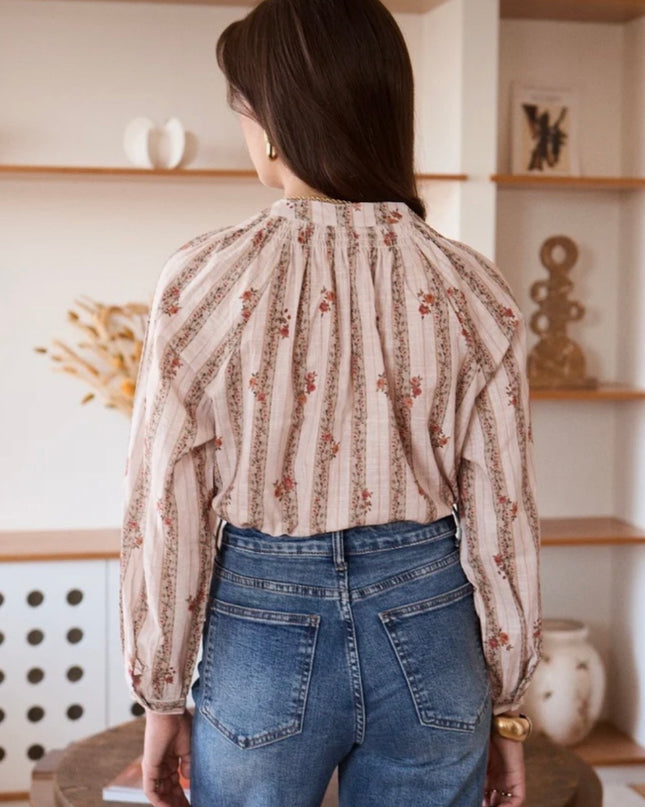 Florine Floral Print Blouse - Taupe