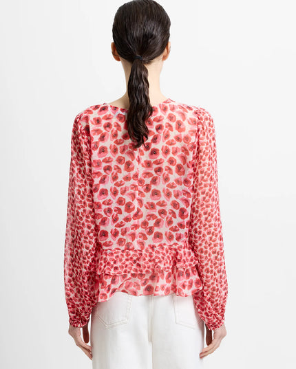 Poppy Enima Semi Sheer Top - Red Multi