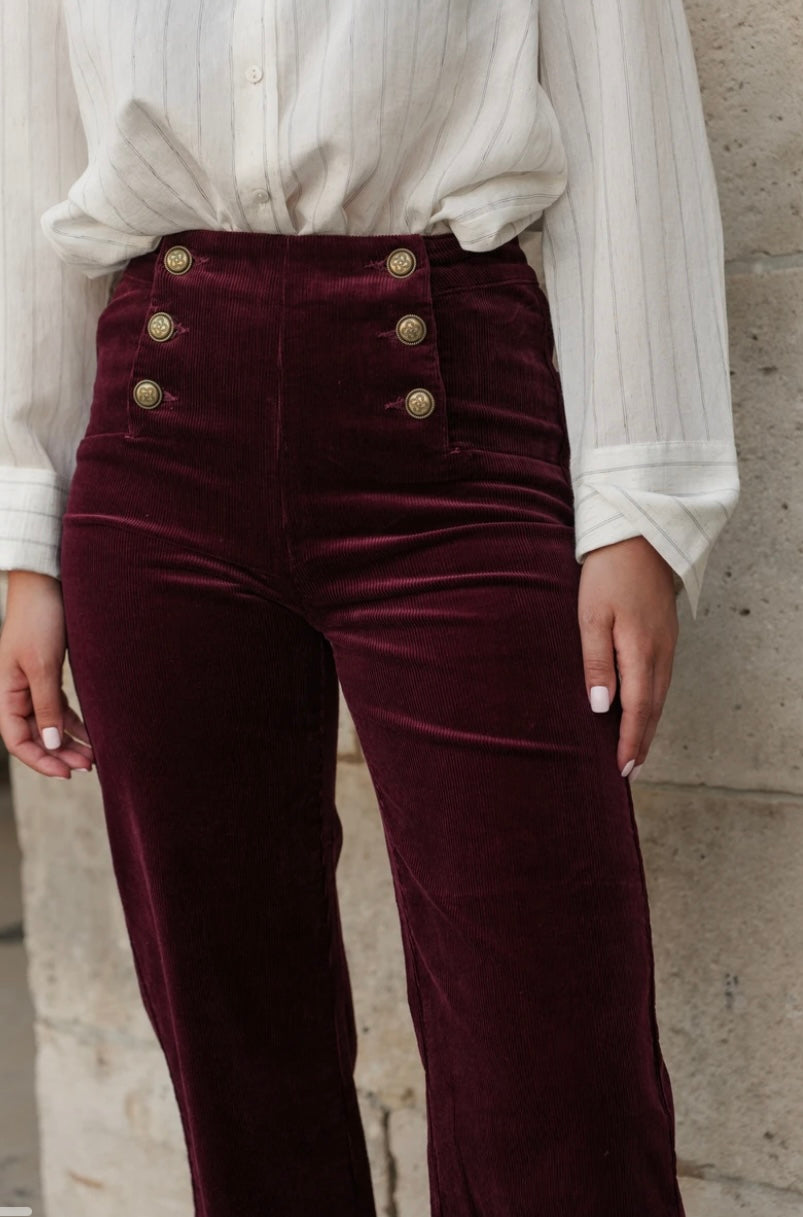 Victoria Corduroy Trouser - Burgundy