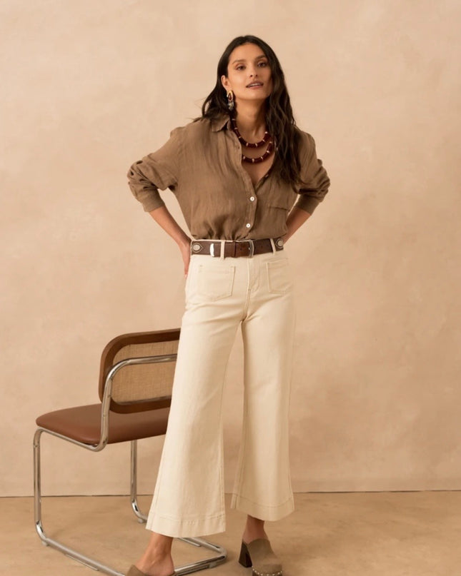 Gasparette Petite Wide Leg Jean - Ecru