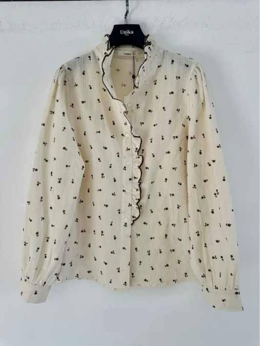 Susie Twisted Floral Blouse - Brown