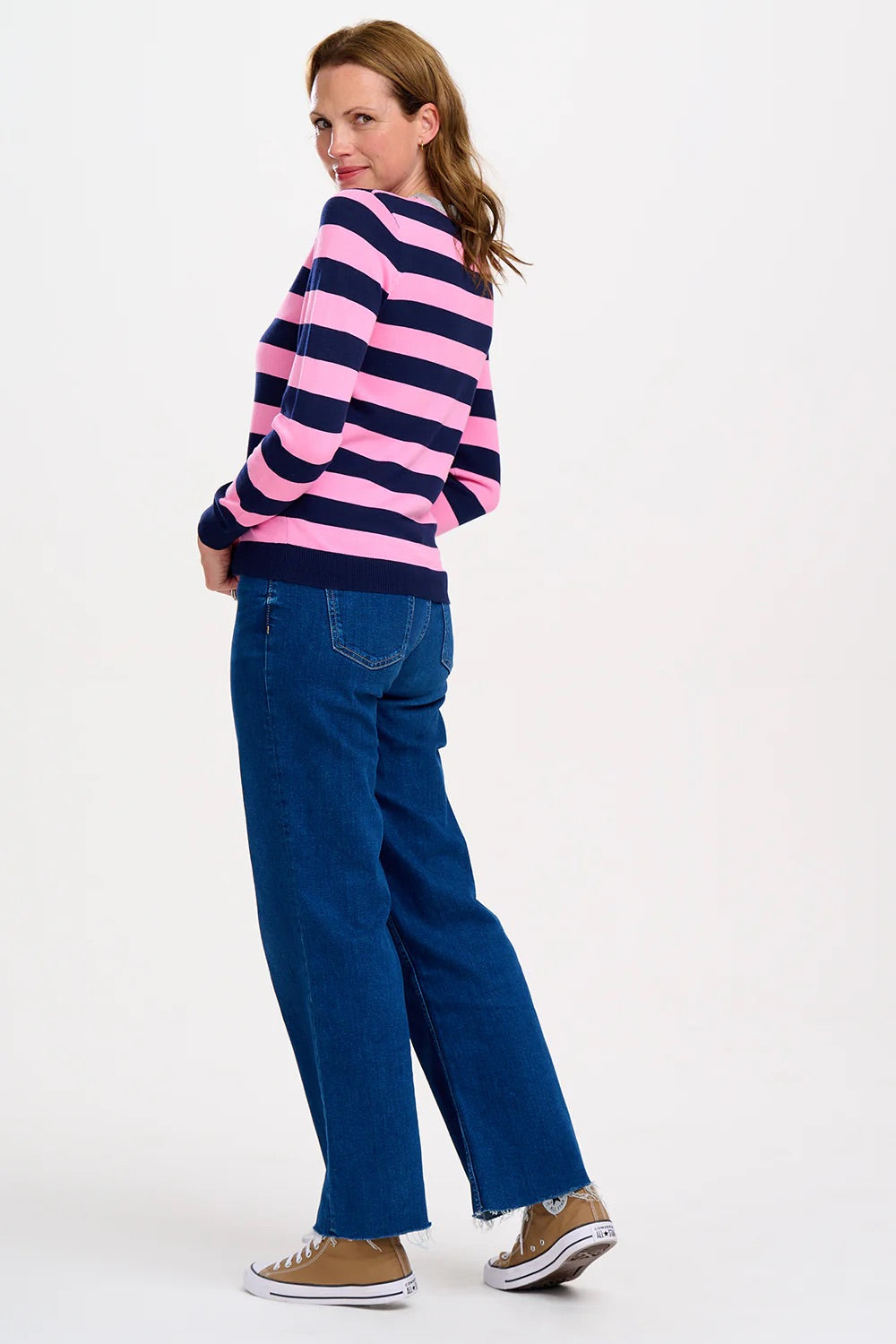 Sugarhill Brighton - Rowena Jumper - Navy/Pink, Silver Collar