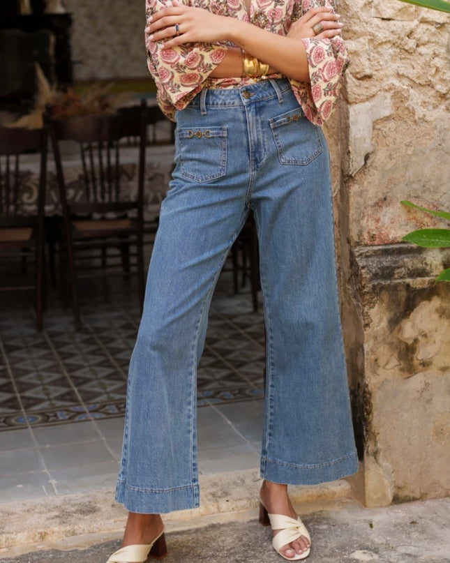 Horsebit Flare Wide Leg Jean