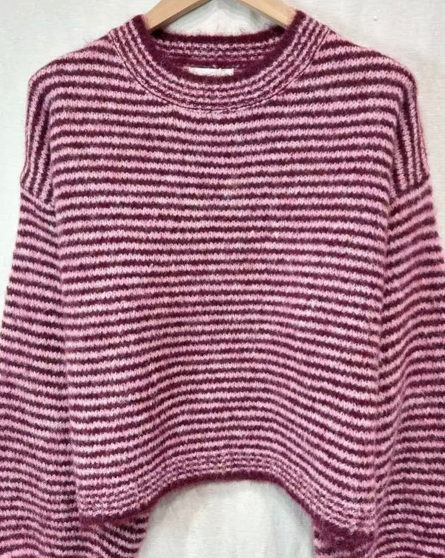 Angelina Fine Breton Sweater - Burgundy