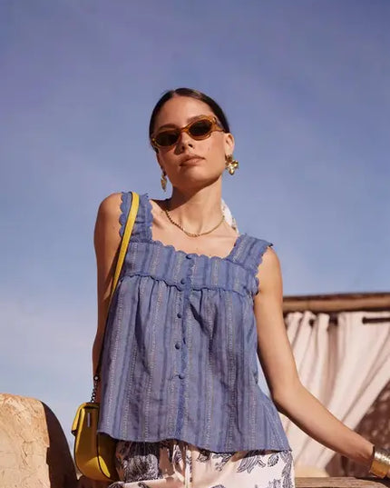 Jess Wide Strap Lace Detail Top