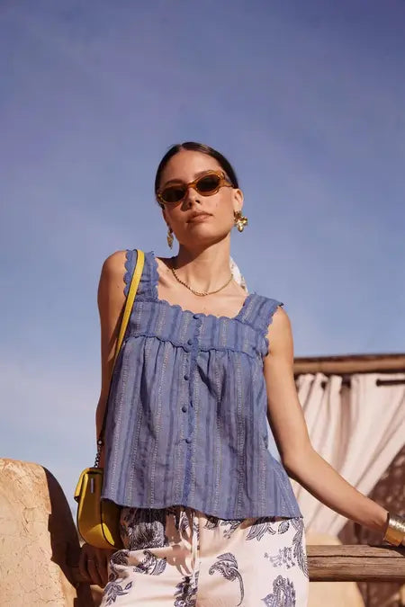 Jess Wide Strap Lace Detail Top