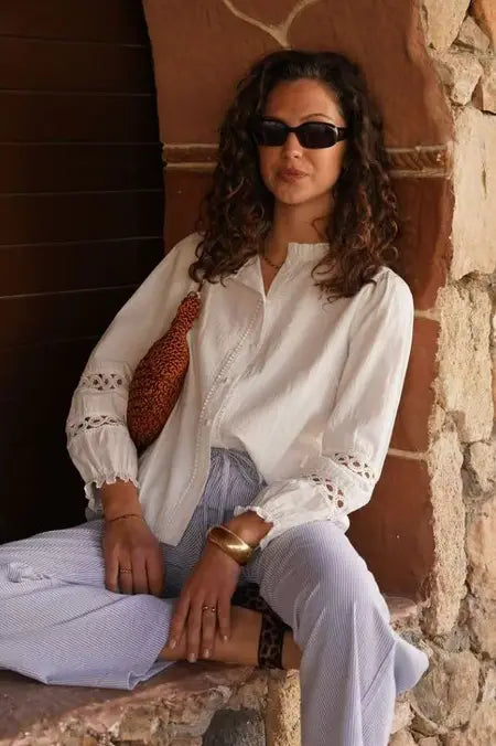 Juliet Boho Embroidered Blouse - White