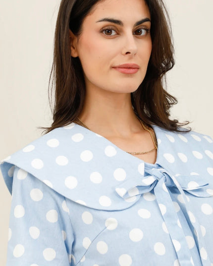 Lana Retro Polka Dot Sailor Dress - Blue