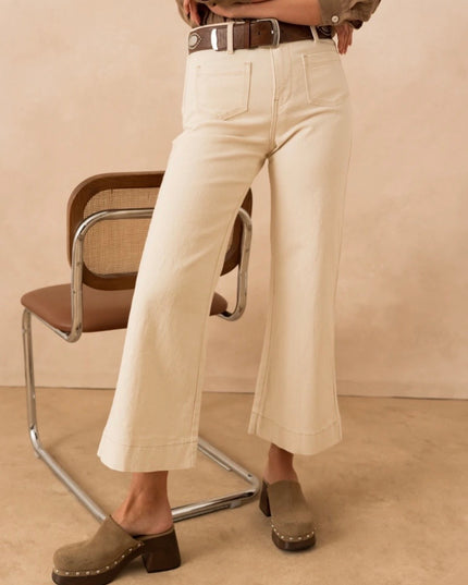 Gasparette Petite Wide Leg Jean - Ecru