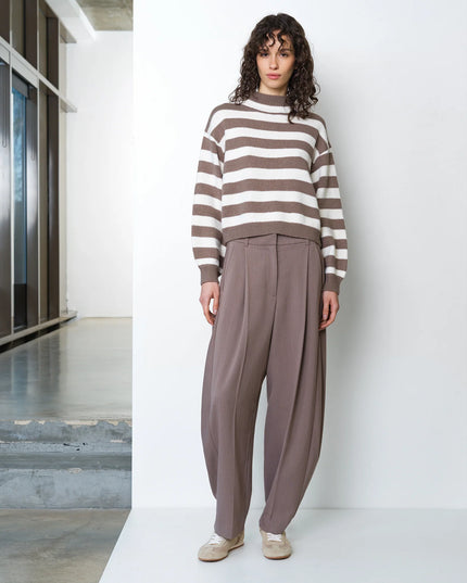 Larisa Knit Long Sleeve Jumper - Taupe/Porcelain