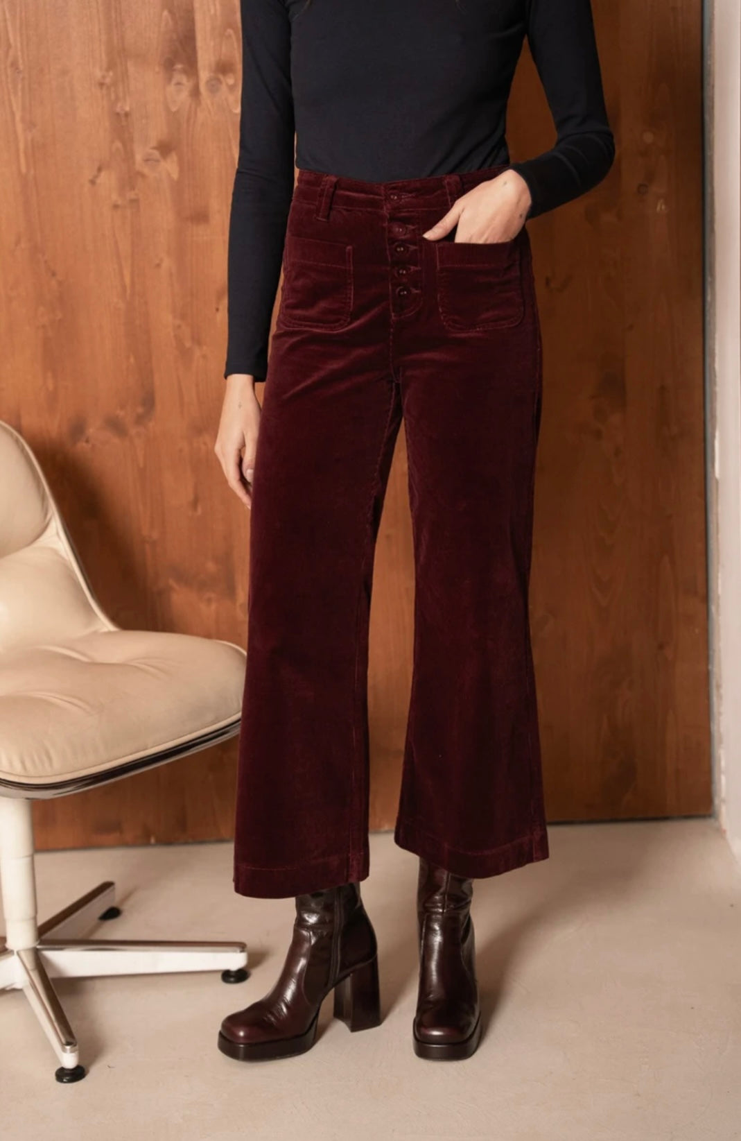 Vivianne Corduroy Trouser - Burgundy