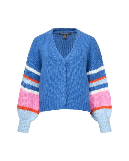 Monroe Coloured Sleeve Cardigan - Azure Blue Multi