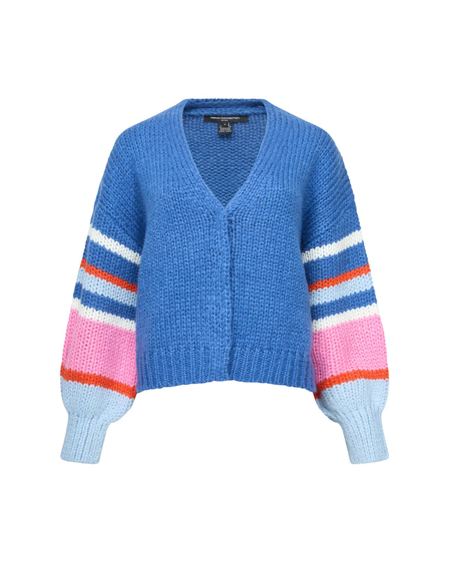 Monroe Coloured Sleeve Cardigan - Azure Blue Multi