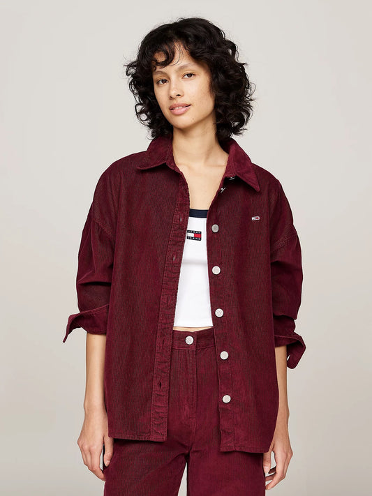 Fine Corduroy Relaxed Overshirt - Deep Rouge