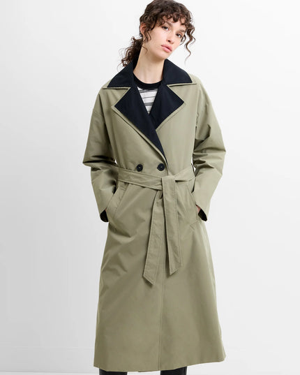 Kaci Double Collar Trench Coat - Spring Khaki