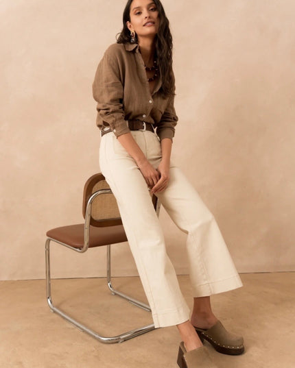 Gasparette Petite Wide Leg Jean - Ecru