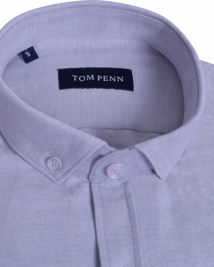 Tom Penn Silver Oxford Long Sleeve Shirt